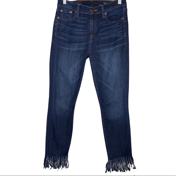 J. Crew Mid Rise Fringe Hem Toothpick Skinny Jeans Size 28